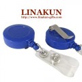 Blue Retractable Reels ID Badge Lanyards with Belt Clip & Plastic Strap (LY-006)