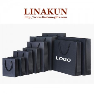 Custom Eco-friendly Black Gift Paper Bag with Your Logo (LAKGB-005)