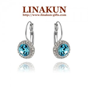 Platinum Austria Blue Crystal Earrings